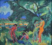 Ernst Ludwig Kirchner Naked Playing People Sweden oil painting artist